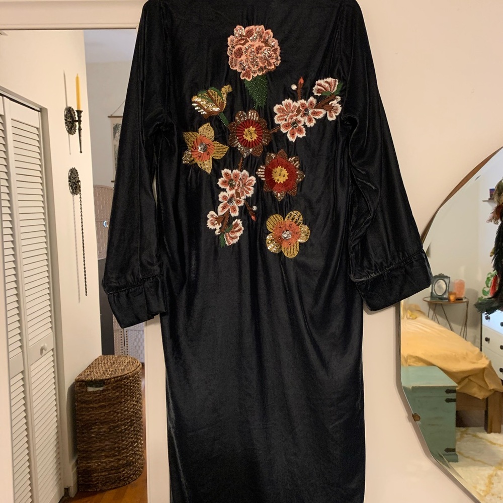 Zara Velvet Floral Kimono Robe